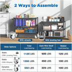 Leteuke 1120LBS Heavy Duty Rolling Utility Cart,3 Tier Rolling Carts with Wheels,NSF Commercial Grade with Handle Bar & Shelf Liners,45"x25"x39" Storage Cart for Kitchen,Restaurant,Plant Display,Black