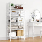 Metal Storage Rack, Storage Organizer Shelves for Kitchen, Bathroom, Living Room, Balcony and Garage, 5 Tiers Narrow Bookshelf, 21.2" W x 9.4" D x 59.2" H, Load 400lbs, White