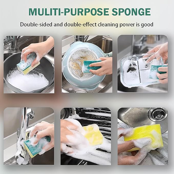 Sponges Kitchen 16 Count, Heavy Duty Scrub Sponges for Cleaning, Effortlessly Clean Your Stovetop, Sinks, Stoves, Appliances