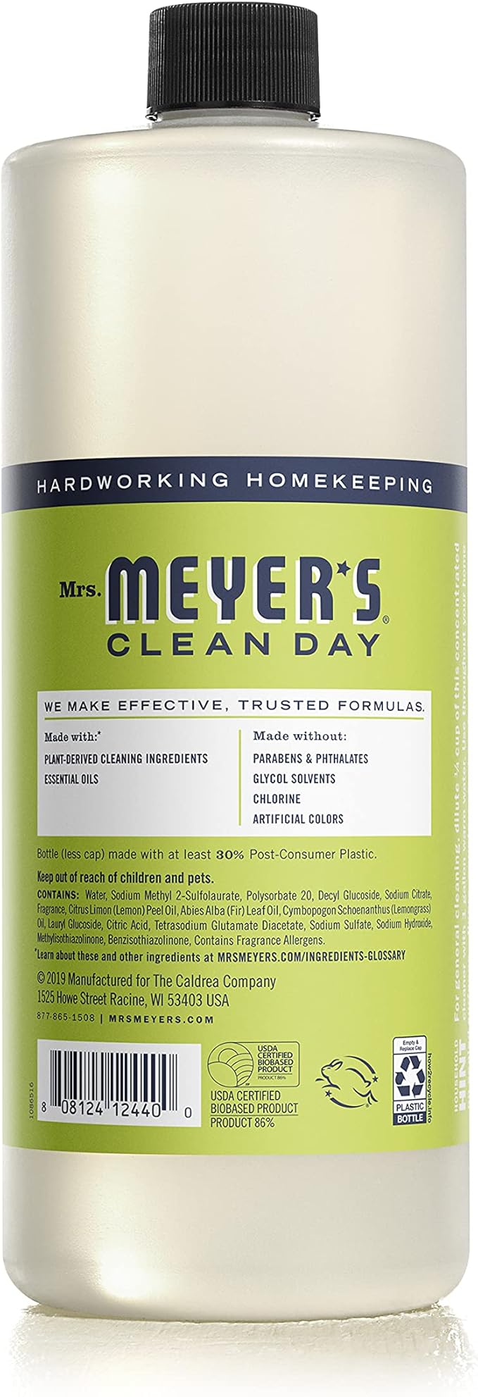 MRS. MEYER'S CLEAN DAY Multi-Surface Cleaner Concentrate, Use to Clean Floors, Tile, Counters, Lemon Verbena, 32 fl. oz