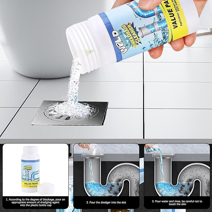 Wild Tornado Pipe Dredge, Powerful Sink and Drain Cleaner Powder, Wild Tornado Sink and Drain Cleaner for Kitchen Toilet Pipeline Quick Cleaning Tool (2PCS)