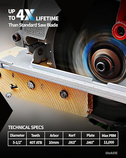 5-1/2-Inch 40-Tooth Circular Saw Blade with 10 mm Arbor, Ultra Finish Wood Cutting, Carbide Tip, Thin Kerf, for Plywood, MDF, OSB, Laminated, 2 Pack