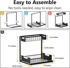 Under Kitchen Sink Organizers and Storage Pull Out 2 Tier Metal Bathroom Cabinet Organizer (Black, 2 Pack)