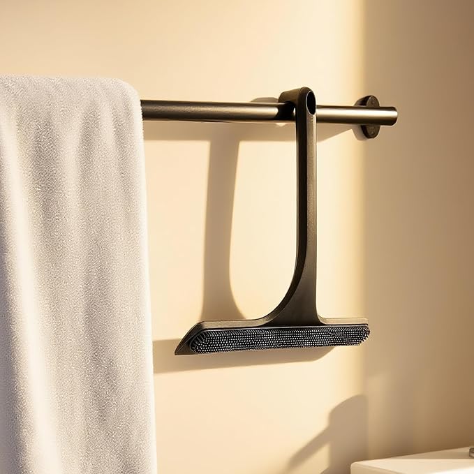 10.7“ Wide All-Purpose Shower Squeegee for Glass Doors, Squeegee for Shower Glass with Hook, Window Squeegee for Home, Small Squeegee for Shower, Bathroom, Car Glass, Mirror