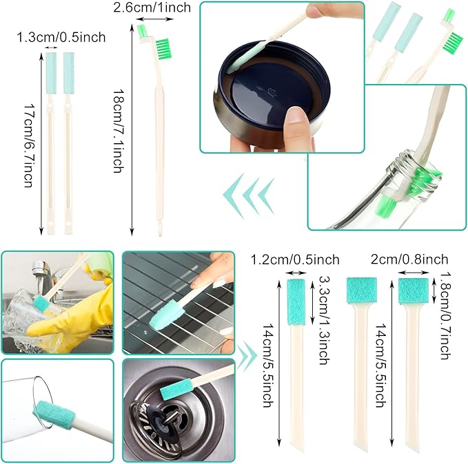 Nuenen 16 Pcs Small Household Cleaning Brushes - Deep Detail Crevice Cleaner Brush Set, Corner Space Keyboard Bottle Tile