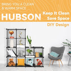 HUBSON Wire Cube Storage Organizer, Book/Toy/Craft/Potted Plants and petCloset Organizers and Storage Shelves, 9-Cube Freely Combinable Metal Grids Storage Shelf,Black Plus Iron