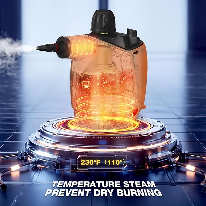 Steam Cleaner, Steam Cleaner for Home, Handheld Steam Cleaner with 16 Accessories and Automatic Steam Switch Suitable for Daily Cleaning of Living Rooms, Kitchens, Ovens and Tile Joints (Orange)