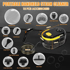 Handheld Steam Cleaner 1200ML Large Capacity Steamer for Cleaning, 6-Level Handle Remote Control Steamer, High Pressure Steam Cleaner for Home, Kitchen, Car, Windows - 12 Attachments Cleaning Tools