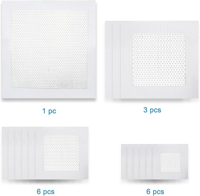 Dry Wall Patch Kits, 16 PCS Self-Adhesive Drywall Repair Kit of 2/4/6/8 Inch, Sturdy & Easy to Use for Wall Repair