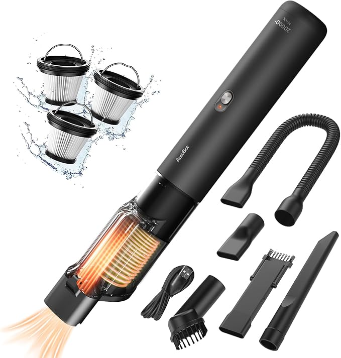 Car Vacuum, Portable Vacuum for Car with 20000PA, 5 in 1 Handheld Car Vacuum Portable Cordless with Flexible Hose, 50 Mins Runtime,3H Type-C Fast Charge, Handheld Vacuum for Car, Home,Cleaning