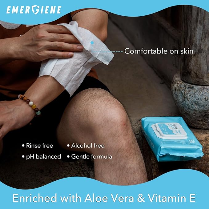 Disposable Adult Washcloths Wet Wipes - 300 Count, 6 Packs, Rinse Free, Enriched with Aloe & Vitamin E, Perfect for Home, Clinic & Hospital, Gym, Camping, Outdoor, Incontinence Cleansing