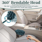 2 PCS Car Interior Duster with Extension Pole, Microfiber Car Dusters with Bendable Head, Cars Duster Exterior&Interior Scratch Free, for Cleaning of Vehicle Details, Offices, Window(Nude Blue)