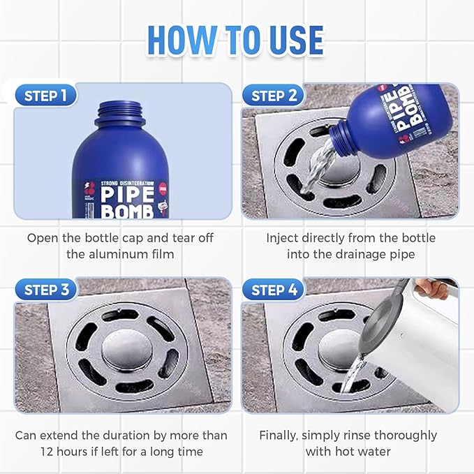 Strength Drain Cleaner, 2025 New Professional Drain Opener for Kitchen Sink, Powerful Clog Remover for Bathroom Shower, Durable Pipe Cleaning Agent for Household Use (1Pcs)