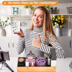 Bathroom Vanity Tray Organizer Bamboo, Small Wood Tray for Bathroom Counter Kicthen Drawer, Rectangular Toilet Paper Storage Basket Box, Guest Sink Tray Decor, Bathroom Accessories 15" x 6" x 2.5"