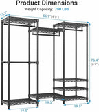VIPEK V5C Medium Covered Clothes Rack Heavy Duty Portable Closet Wardrobe, Freestanding Black Clothing Rack with Black Upgarded Polyester Cover, Adjustable Custom Closet Rack, 56.7" Lx15.7 Wx76.4 H