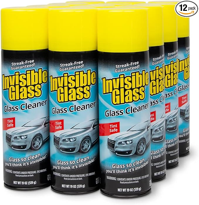 Invisible Glass 91164-12PK Premium Aerosol Glass and Window Cleaner for Auto and Home, Streak-Free, Ammonia-Free, Tint-Safe, 19 oz (Pack of 12)