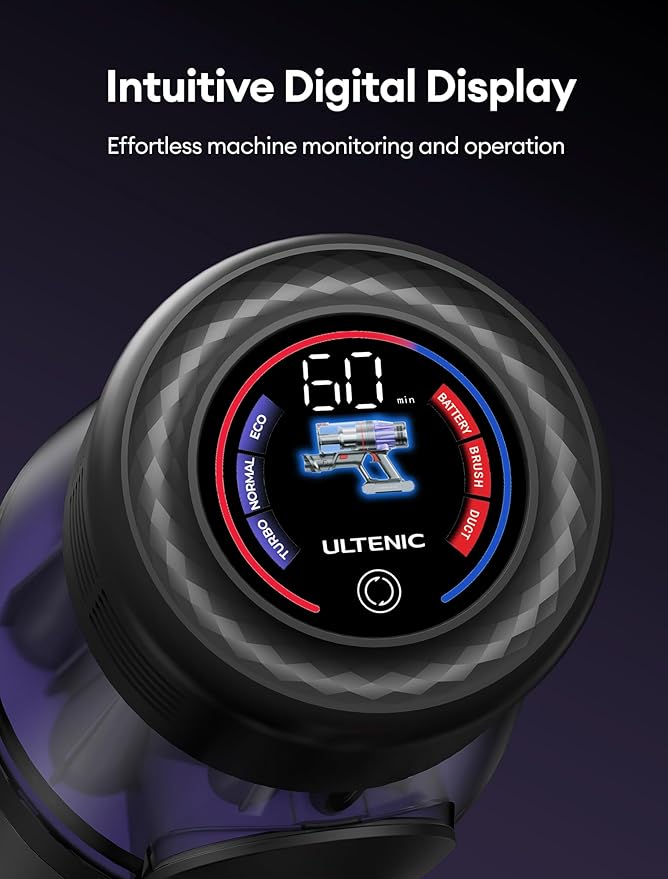 Ultenic Cordless Vacuum Cleaner, 550W/50Kpa, 60Mins Runtime, 180°Bendable Wand, Anti-Tangle Brush, Stick Vacuum Cordless with Charging Dock, Handheld Vacuum for Pet Hair/Carpet/Floor/Car, U16 Flex
