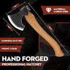 Dream Reach Hatchet Axe with Sheath Wood Hatchet Carbon Steel Heat Treated Bushcraft Hatchet - 14" Hand Forged Camping Axe for Chopping Wood, Garden