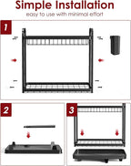 Sakugi 2-Tier Dish Drying Rack - Stainless Steel Dish Rack with Cutlery & Utensil Holders for Kitchen Counter, Sink Organization and Storage for Small Family, 15" W x 11.4" L x 15" H, Black