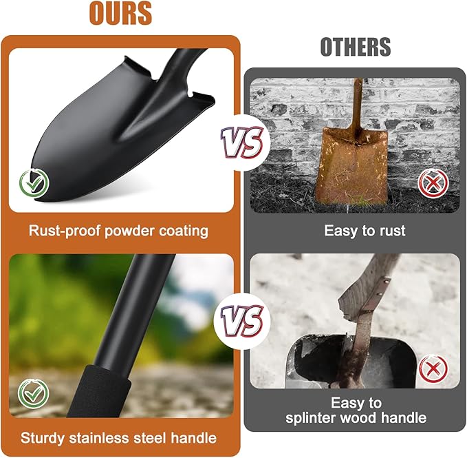 Shovel, Garden Shovels for Digging, 31” Small Spade with D-Handle Portable，Suitable for Car Snow Removal Trenching Kids Sand Beach Shovel Camping Gardening