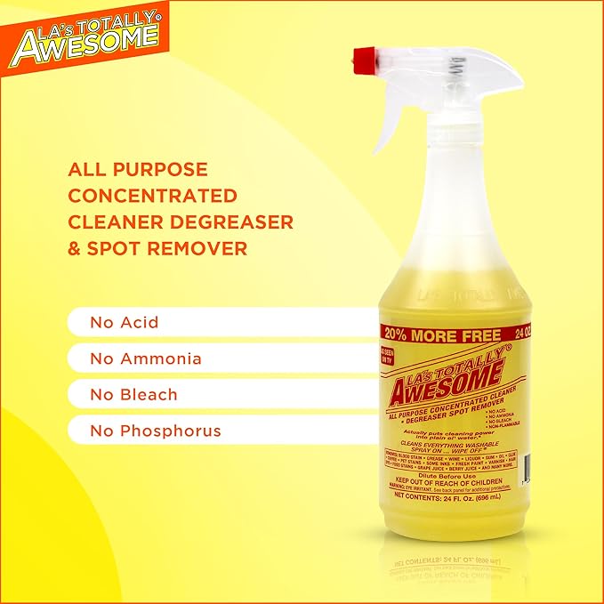 La's Totally Awesome All Purpose Cleaner Spray – 24oz (Pack of 6) Heavy Duty Multi-Surface Degreaser & Stain Remover – Ready-to-Use Cleaning Spray for Kitchen, Bathroom, Floors, Auto & More