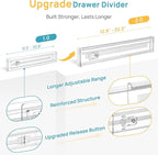 Vtopmart 12 Pack 2.36" Short Upgrade Drawer Dividers for Kitchen Drawer, 12.8"-22.3" Expandable Kitchen Drawer Organizer, Clear Plastic Organizer Separator for Flatware, Utensil, Cutlery, Underwear