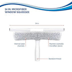 Unger 12” Outdoor Window Scrubber and Squeegee Kit with 5’ Telescopic Pole for High Access, Cleaning Supplies for Mirrors and Glass Surfaces, Machine Washable Sleeve
