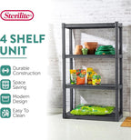 Sterilite 4 Shelf Unit, Heavy-Duty Shelving Storage and Utility Rack - Standing Plastic Organizer Shelves for Kitchen, Bathroom, and Garage