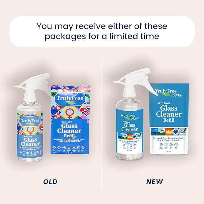 Natural Glass Cleaner - Removes Dirt & Debris for Sparkling Clean Windows & Glass Surfaces at Home, Office & Garage, Includes: 1 Refillable Empty Bottle (16oz) & 2 Refills (3oz ea)