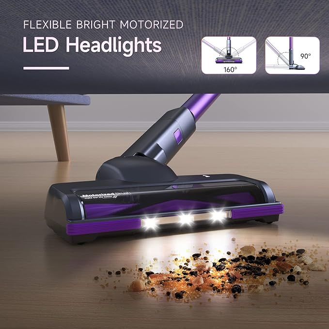 Lubluelu Upgraded 45kPa Cordless Vacuum Cleaner, Freestanding Stick Vacuum with Powerful Suction, Up to 50mins Runtime, Rechargeable and Portable Vacuum Cleaner for Pet Hair, Carpet, Hard Floor