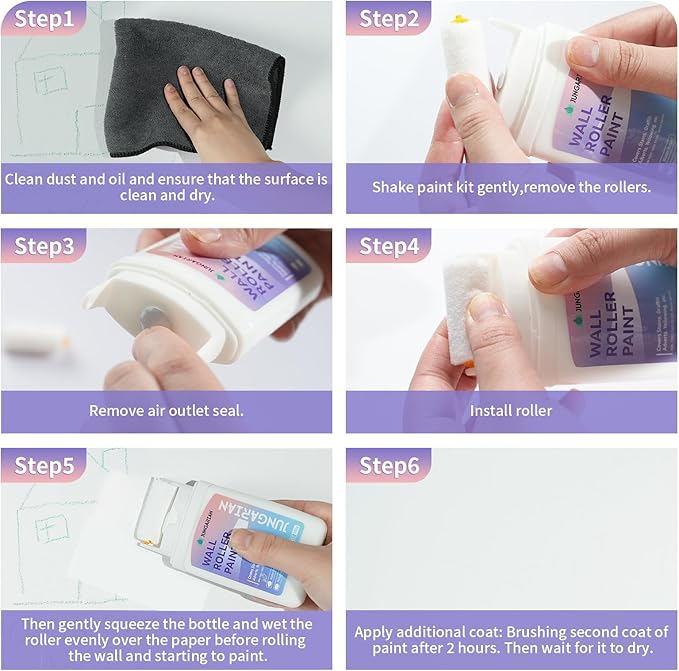 White Wall Paint Kit - 2X Concentrated Formula Wall Repair Roller Superior Coverage & No Dripping - Water-Based Touch Up Paint Roller Kit for Remove Graffiti, Stains, Yellowing - 100g