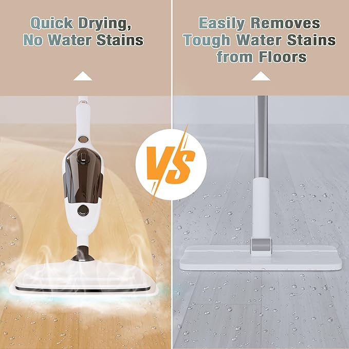 11-in-1 Steam Mop, Powerful Handheld Steam Cleaner for Home with 23FT Cord &15.2 OZ Water Tank, 3 Steam Modes MultiPurpose Steam Mop for Hardwood Floors, Clothes, Tile, Windows, Carpet