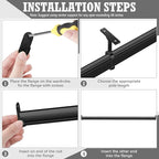 Tandefio Chrome Closet Rod 92 Inch with Oval Closet Rod 6 End Supports for Laundry Room Hanging Clothes Waterproof Shower for Curtains(Black)