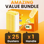 Heavy Duty Duster Refills, Disposable Dusters Kit for Cleaning Dusting Furniture Blind Ceiling Fan, Multi Surface 360 Feather Duster(25)+3FT Extended Handle