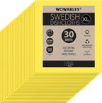 LOLA Wowables XL Swedish Dishcloths, 30 Reusable Eco Cleaning Cloths, 11" x 10", Ultra Absorbent Cellulose Sponge Towel, Compostable, Made in Germany