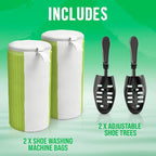 Rockin'Green Shoe Washing Machine Bag - 360° Deep Clean Shoe Washing Bag - Shoe Bag for Washing Machine with Cleaning Fibers - Reusable Sneaker Washing Machine Bag with Zipper (2 Pieces)