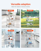 VEVOR Service Cart, 3 Layers Stainless Steel Utility Rolling Cart with Drawer, Lockable Wheels, Ideal for Laboratory, Hospital, Dental Use