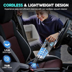Handheld Vacuum Cordless, 15000PA Strong Suction Hand Held Car Vacuum Cleaner Portable with Multi-Nozzles & Washable Filter, Lightweight Dust Busters Rechargeable for Home, Car, Office, Pets