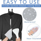 32-63 Inch Garment Steamer Rack & Garment Ironing Glove for Clothes Adjustable Steamer Stand for Clothes Adjustable Garment Hanger Standing Foldable Iron stand with Ironing Glove for Steaming Clothes