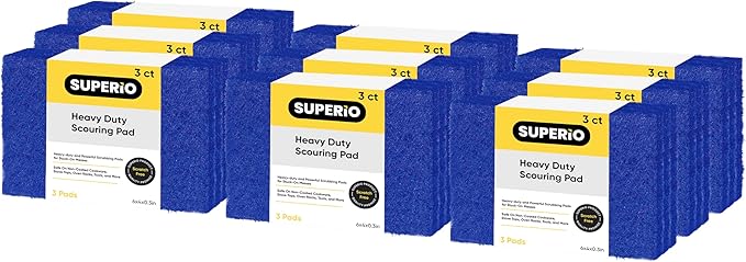 Scouring Pad Non-Scratching Scrubber Non-Scratch Cleaning Scrub Pads Heavy Duty Scouring Pad Reusable Kitchen Scrubbing Pad Pack of 27 Blue, by Superio