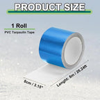 PATIKIL Awning Repair Tape 8m x 8cm Waterproof Canvas Tape High Adhesive Tear Repair Patch Kit for PVC Tarpaulin Tent Awning Fabric RV Sail Boat Cover, Blue (3.15" x26.24ft)