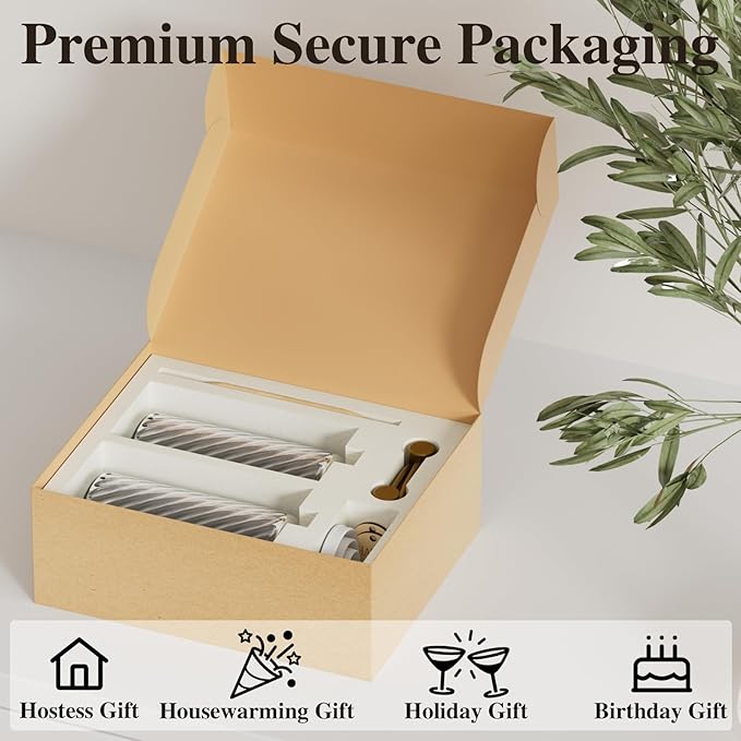 Hand and Dish Soap Dispenser Set for Kitchen Sink,18Oz Glass Soap Dispenser Bathroom with Wood Tray & Gold Stainless Steel Pump,Spiral Stripe Design