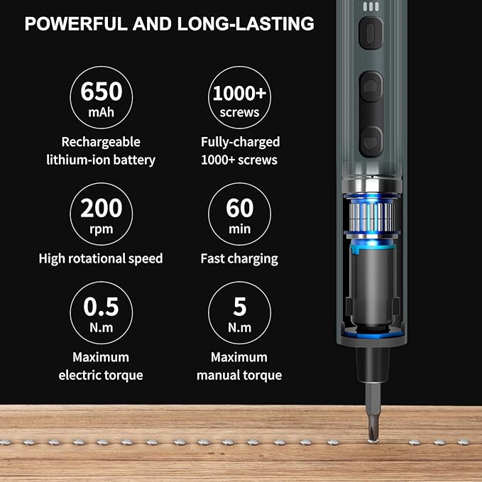 STREBITO Mini Electric Screwdriver Set 155 in 1 Small Electric Screwdriver Cordless, 140 S2 Magnetic Bits, 3 Torque Settings, 650mAh Battery, Precision Electric Screwdriver Kit for Computer Laptop RC