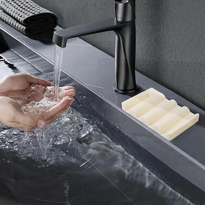 Soap Dish for Shower, Bathroom & Kitchen – Non-Slip, Self-Draining Design to Keep Soap Dry, Extend Soap Life – Easy to Clean, Compact & Durable (Beige, 1 pcs)