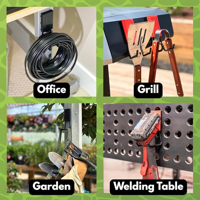 GATOR MAGNETICS MIDI 2.5 & 4" Open Hooks, 25 lb Heavy Duty Magnetic Hooks for Steel Surfaces, Patented Easy-Release, Non-Slip Grip – Storage & Organization, Garage, Shed, Home, Cleaning Tools -4 Pack