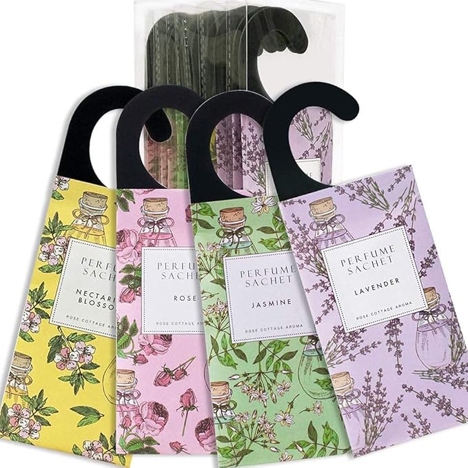 Large 12 Packs Closet Deodorizer Freshener Closet Air Freshener Home Scented Sachets Room Freshener Scents Air Freshener Closet Odor Eliminator 4 Scents Floral