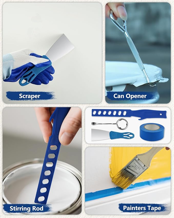 32PCS Paint Roller Kit with Extension Pole - 2 to 4 FT Pole, 4 inch 9 inch Paint Rollers, Paint Brushes for Walls, Painters Tape & Drop Cloth, Microfiber Roller Covers for Professional Painting
