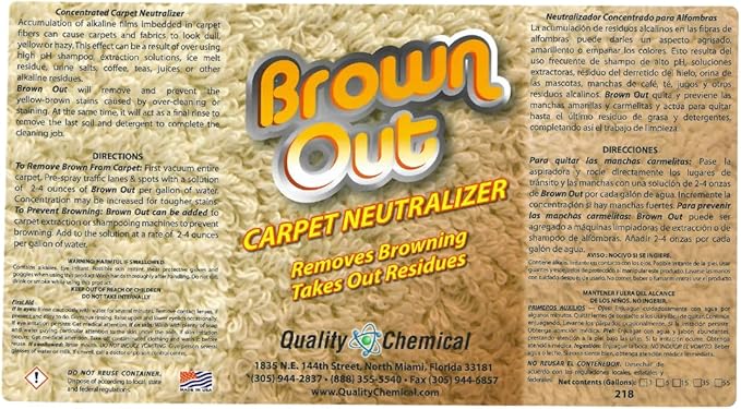 Quality Chemical Brown Out Carpet Stain Remover/Carpet Cleaner Solution for Machine/Carpet Cleaning Solution/Carpet Clean/Rug Cleaner Solution/Carpet Shampoo Cleaner/Rug Shampoo - 128 oz (Pack of 2)
