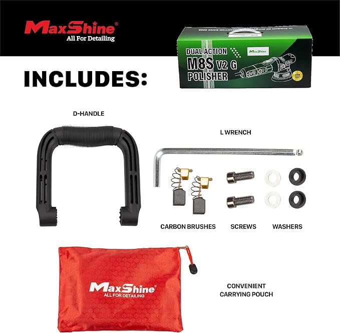 Maxshine M8S V2 G Dual Action Polisher | 8mm Throw, 5” Plate, 1000W Motor, 6-Speed, 6500 RPM | Corded Electric Polisher for Auto, Boat & Marine Detailing, Scratch Removal & Paint Correction