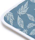 Encasa XO Ironing Mat/Pad (Small 28"x20") with 3mm Padding & Silicone Iron Rest for Steam Pressing on Tabletop or Bed - Heat Resistant, Portable, Quilting & Travel Blanket - Big Leaves Blue